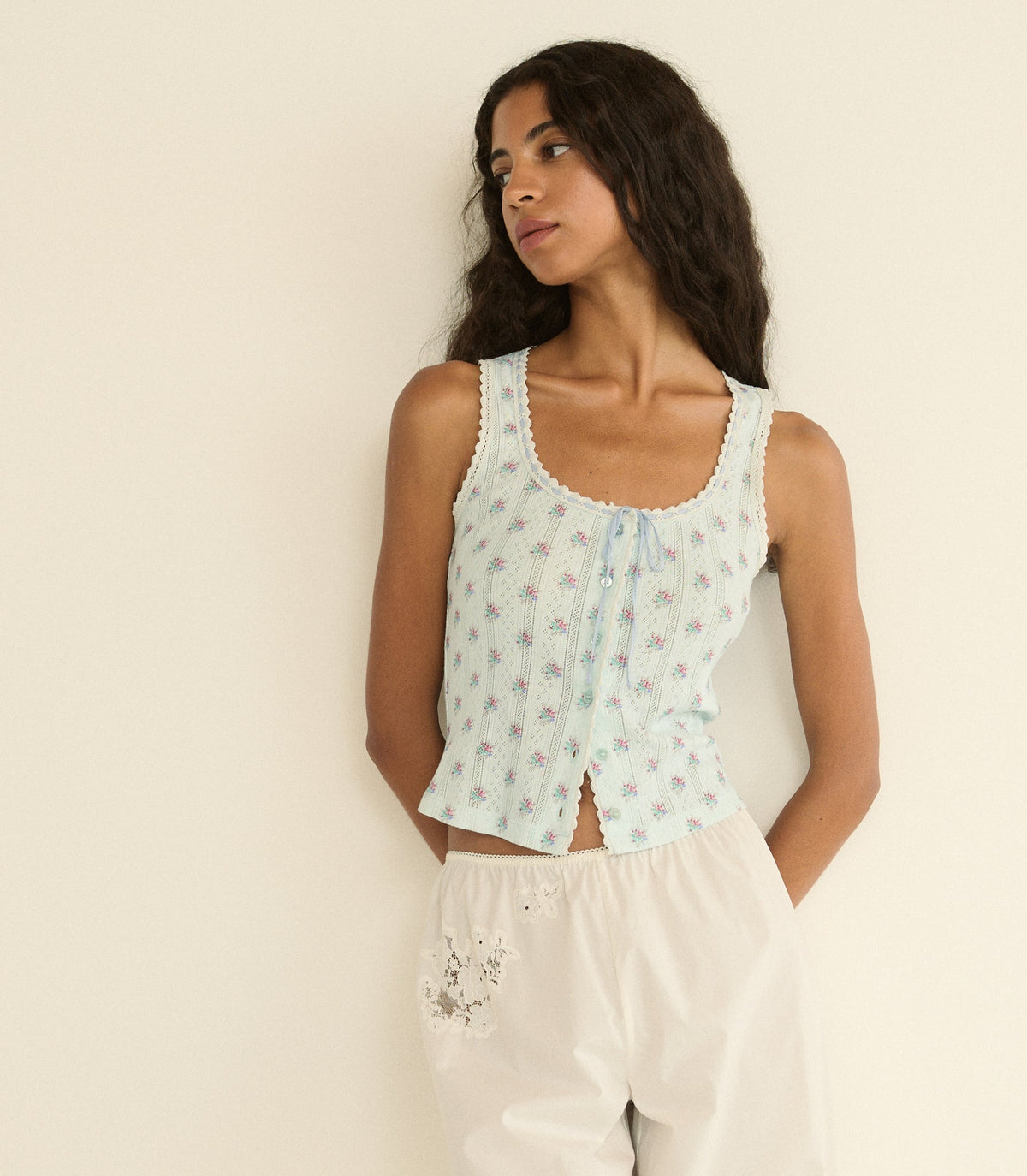 Lois Tank in Sky Petit Posy Calico