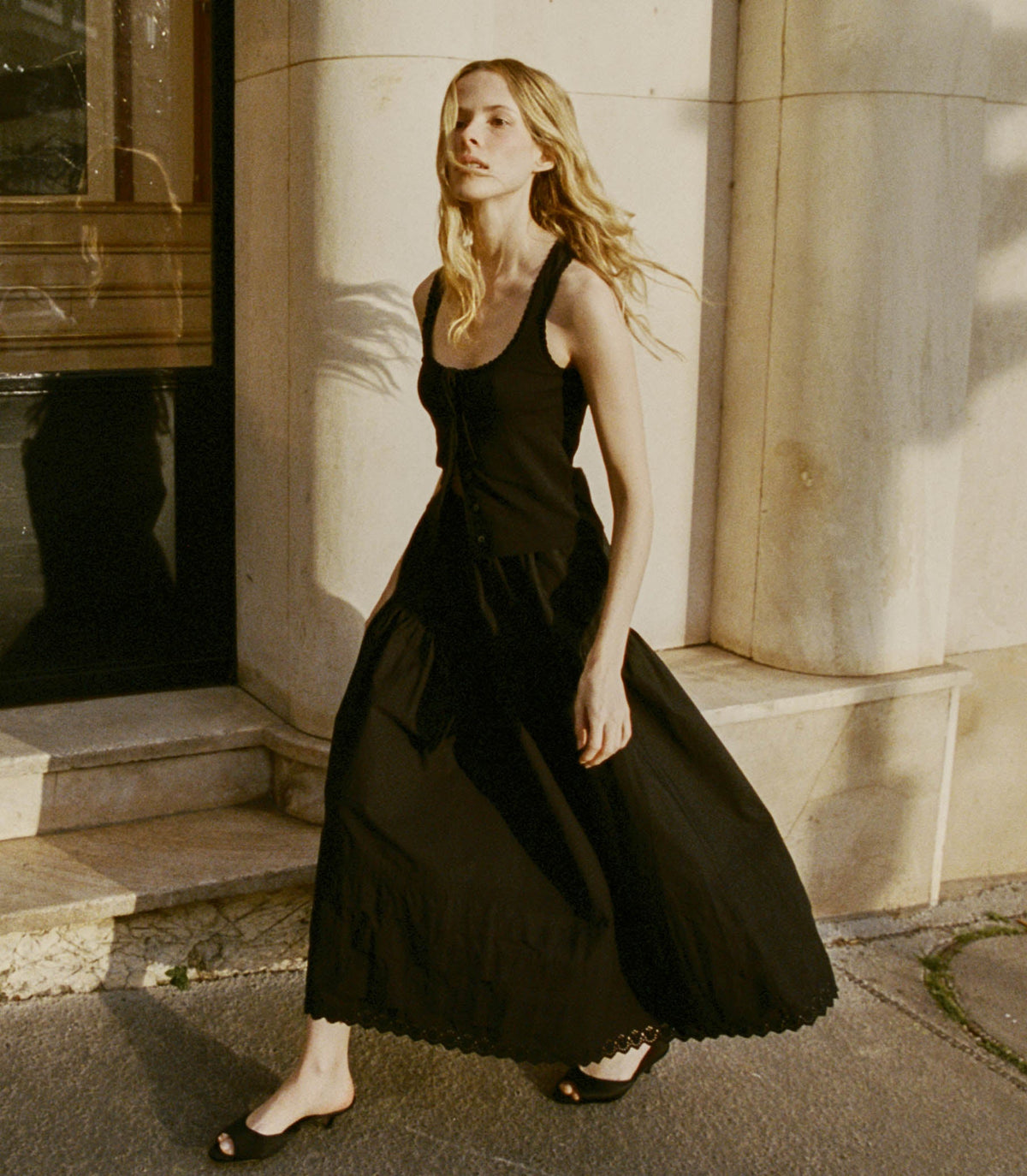 Lois Tank in Black Quelle Jolie Pointelle, view 6