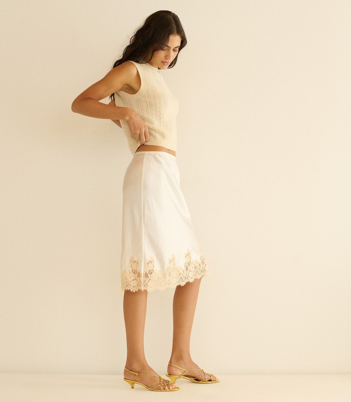 Louden Cashmere Cable Top in Dogwood, view 6