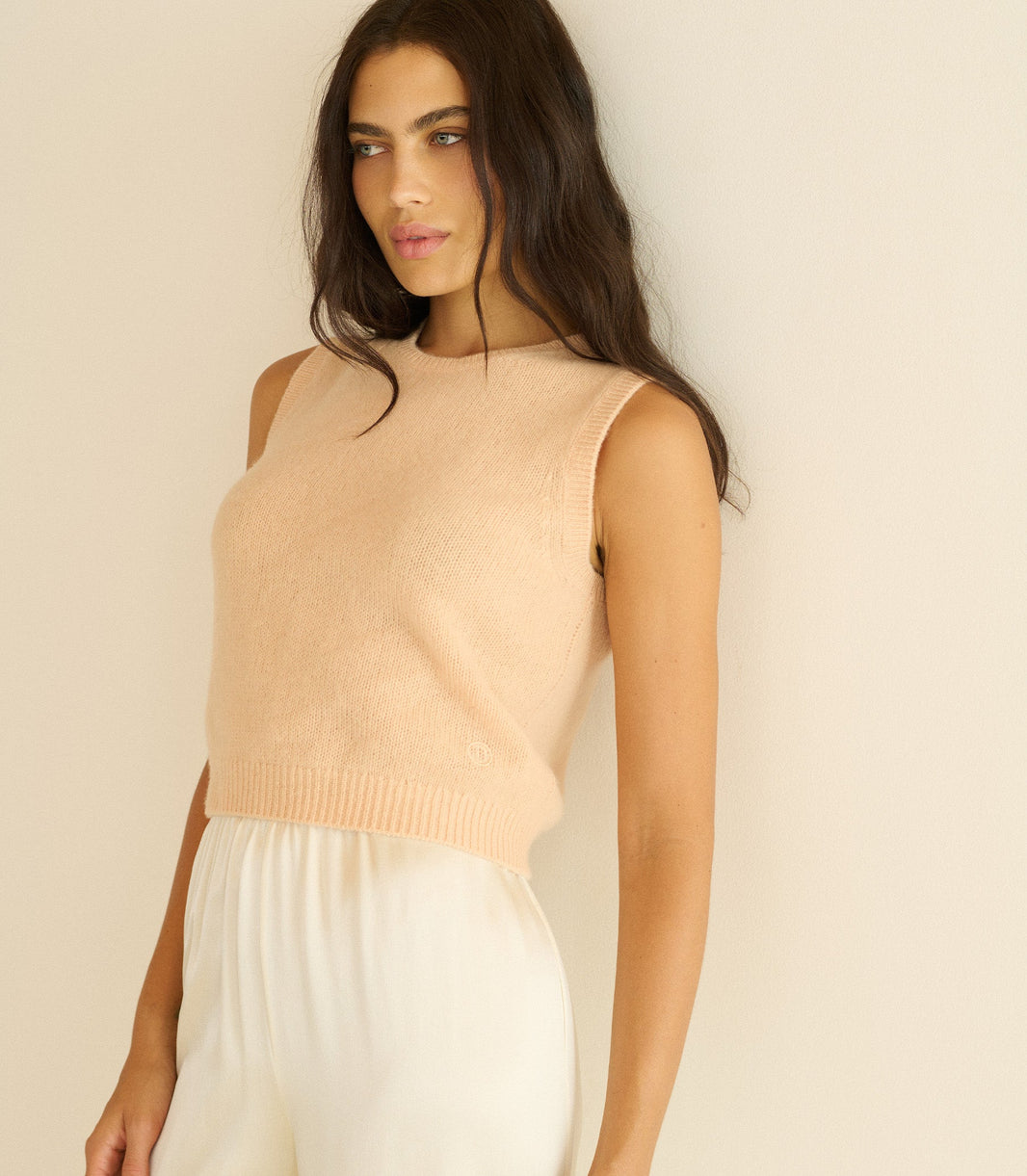 Louden Cashmere Top in Light Peach Sorbet