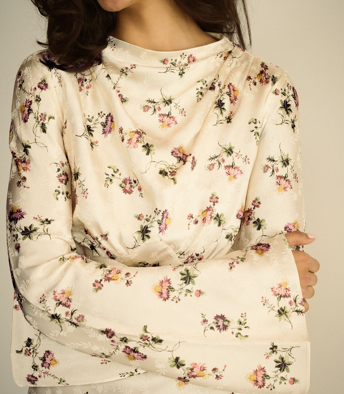 Melora Dress in Creme Hillside Thistles, view 3