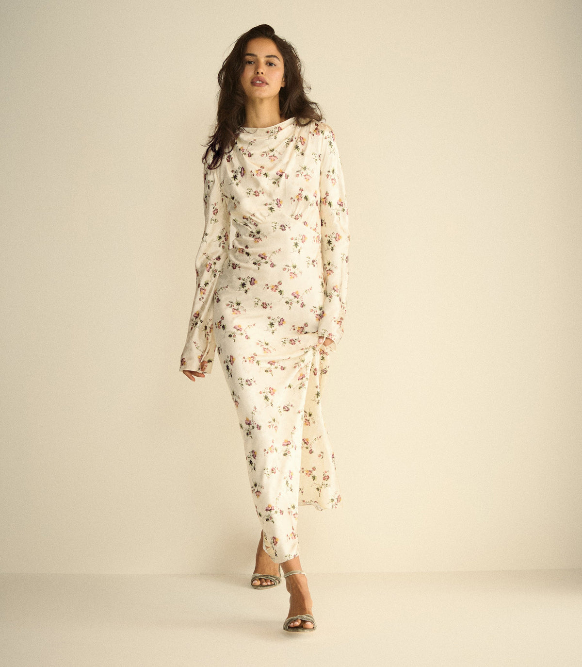 Melora Dress in Creme Hillside Thistles, view 4