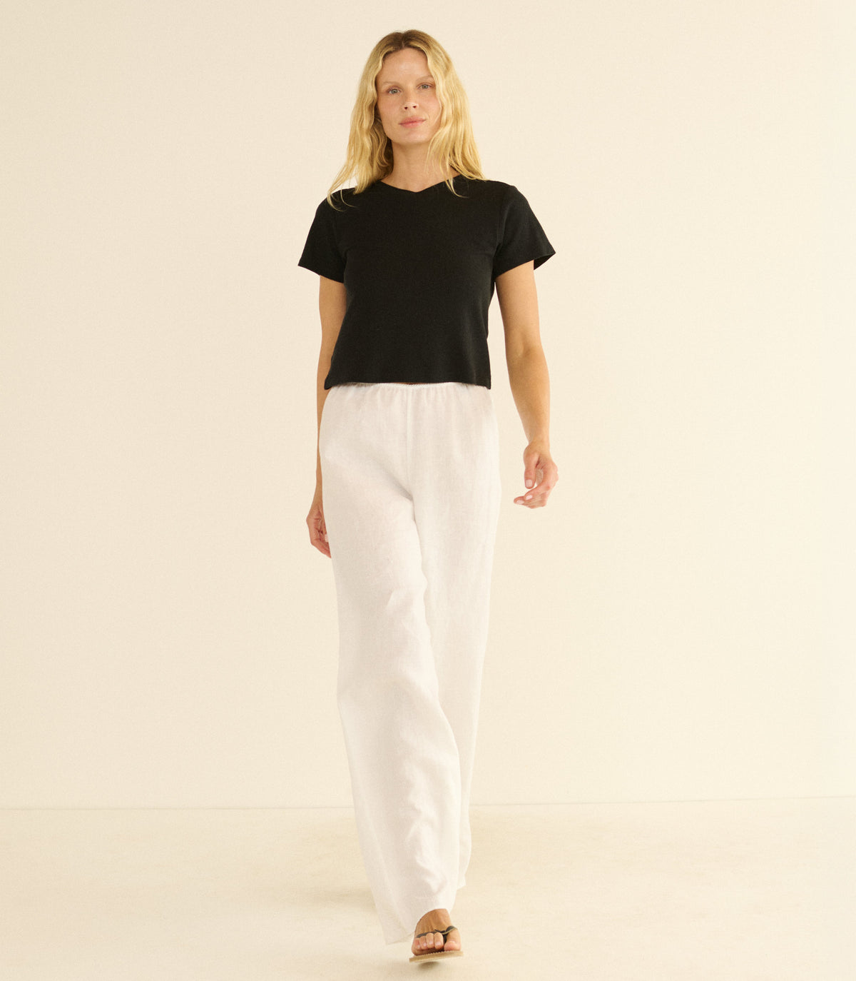 Lavon Linen Pant in Salt, view 3