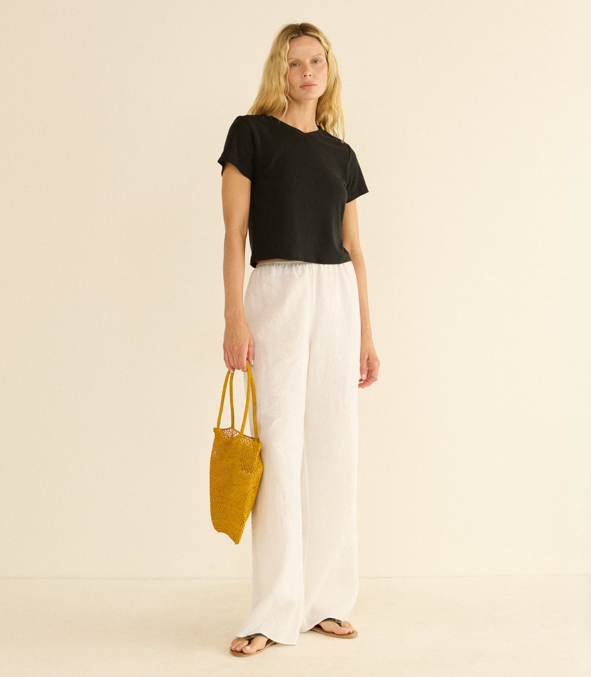 Lavon Linen Pant in Salt, view 4
