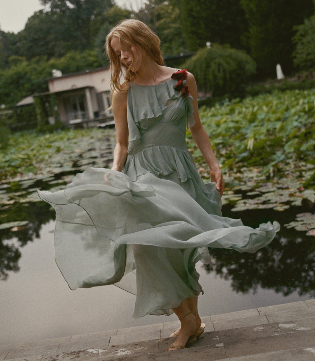 Nelida Dress in Green Jasper