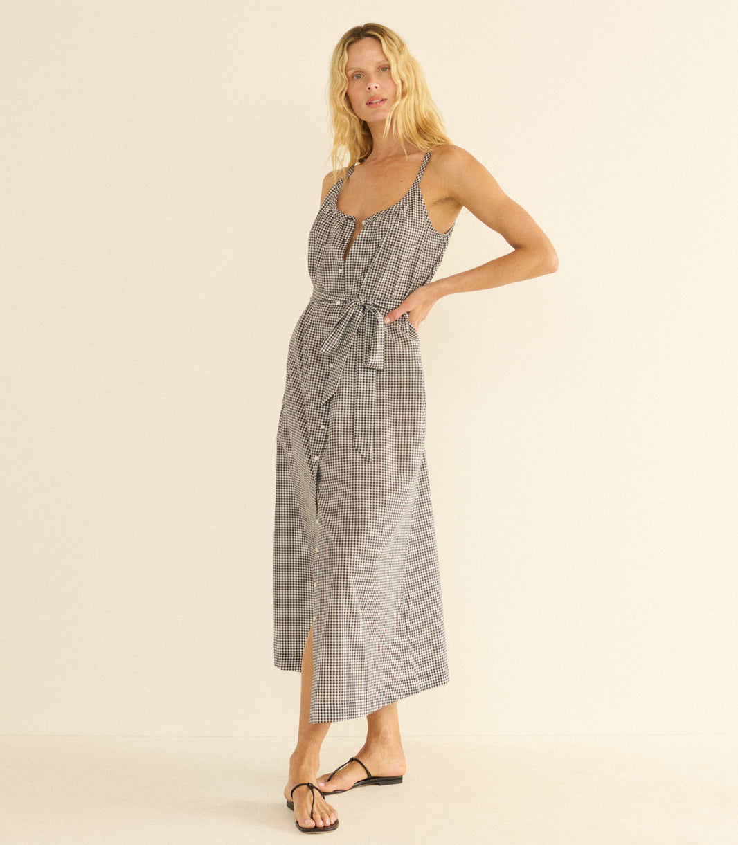 Nevita Dress in Noir la Maddalena Gingham