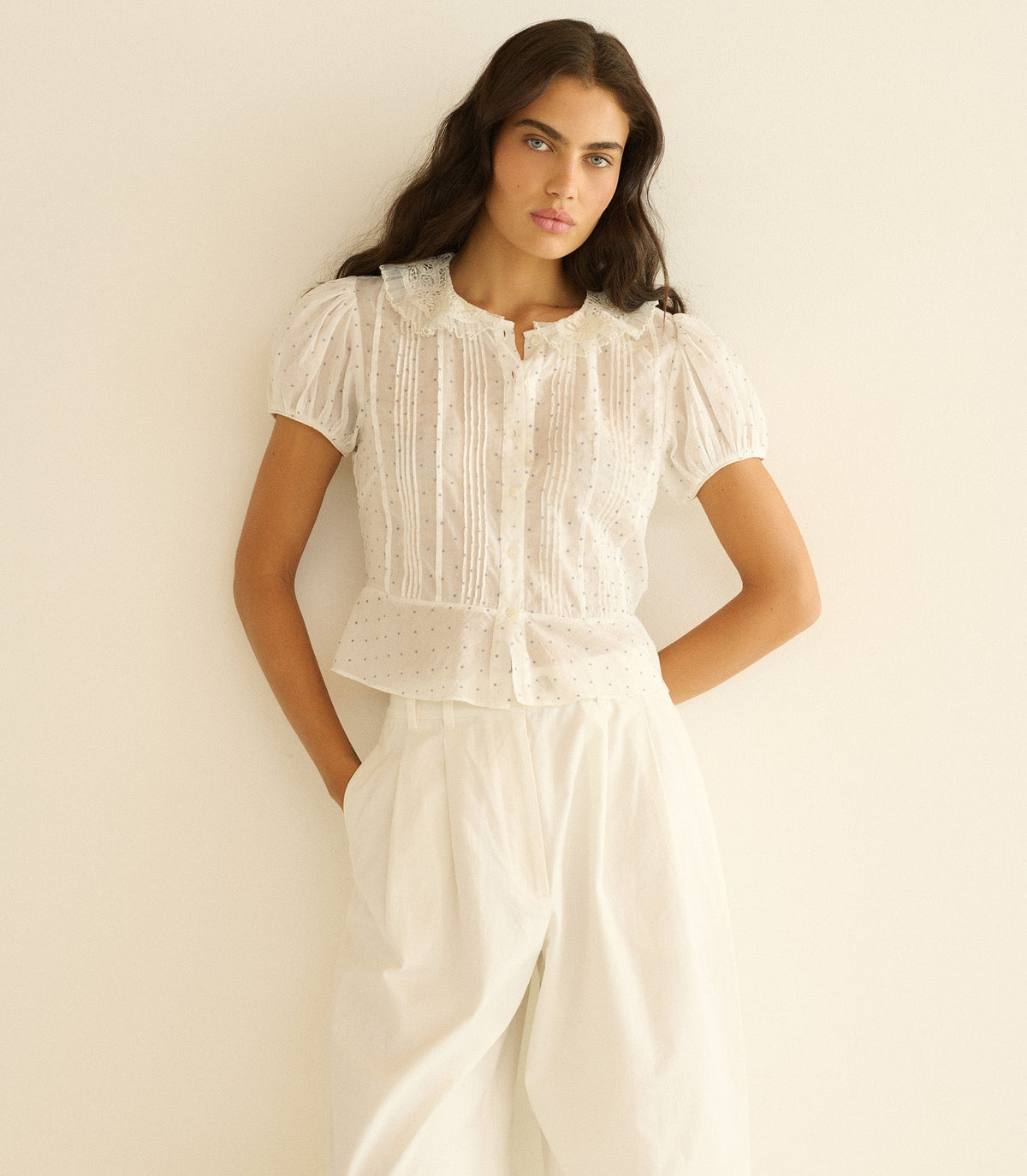Oleta Top in Salt Flock Dot, view 2