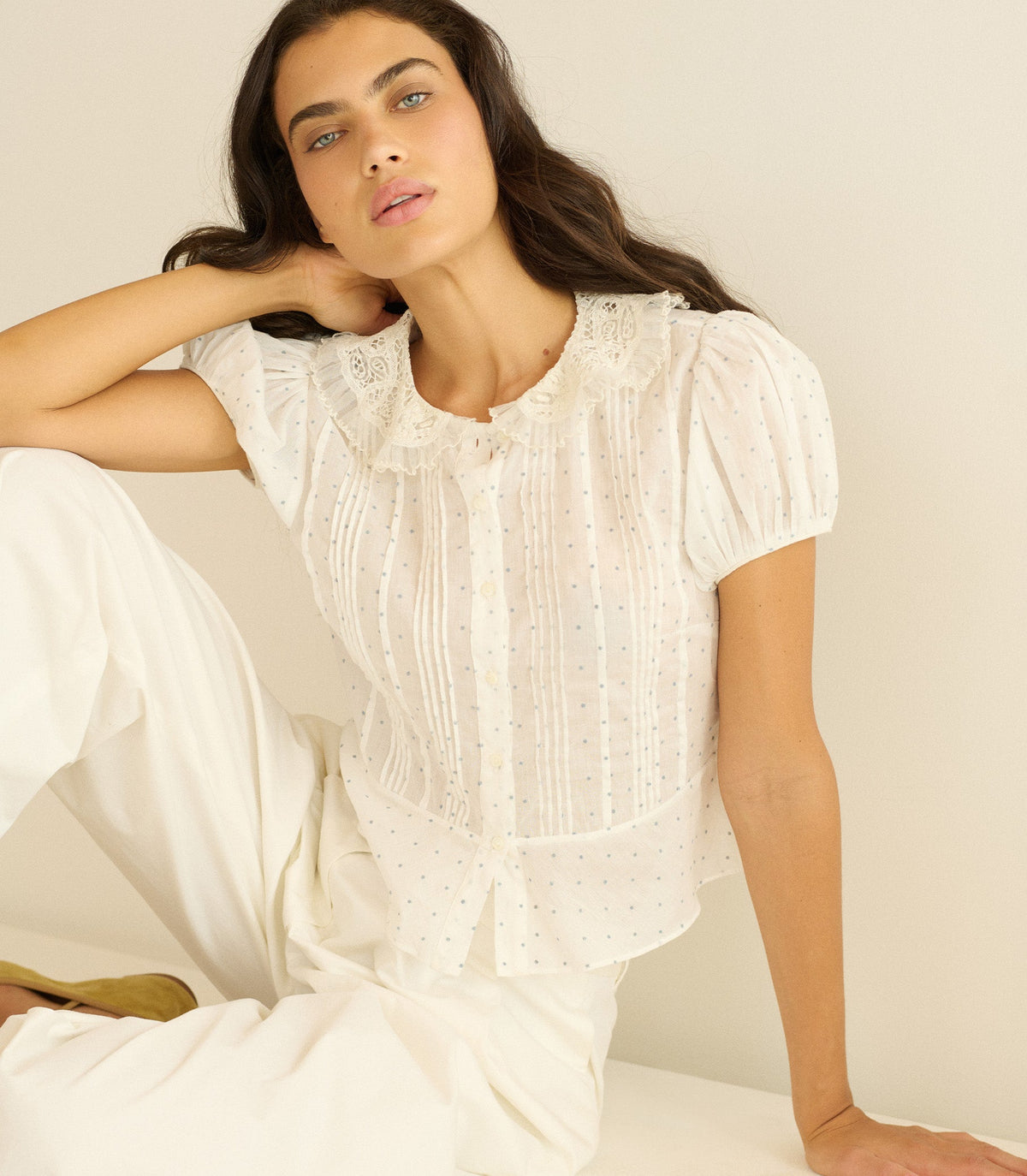 Oleta Top in Salt Flock Dot, view 3