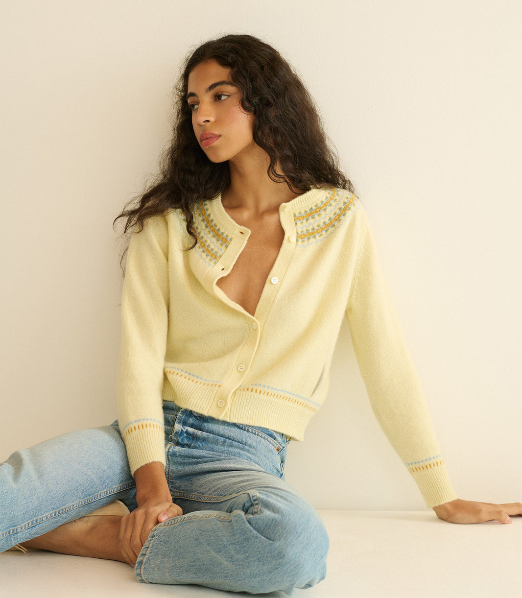 Olympe Cardigan in Gateau Annecy Fair Isle