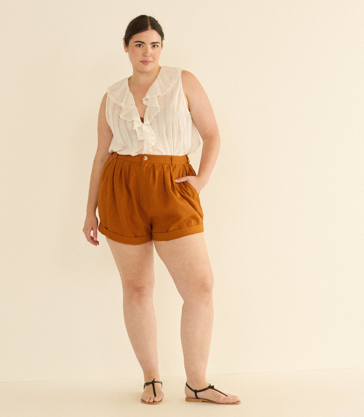 Paige Linen Short in Sedona Clay, view 6