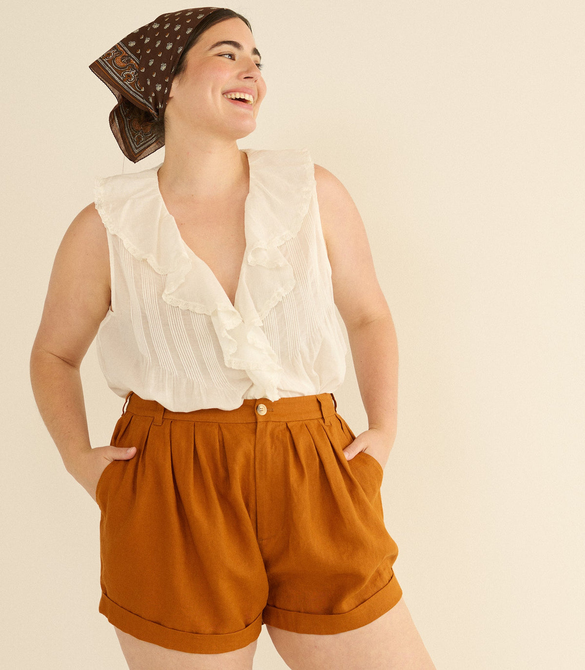 Paige Linen Short in Sedona Clay, view 5