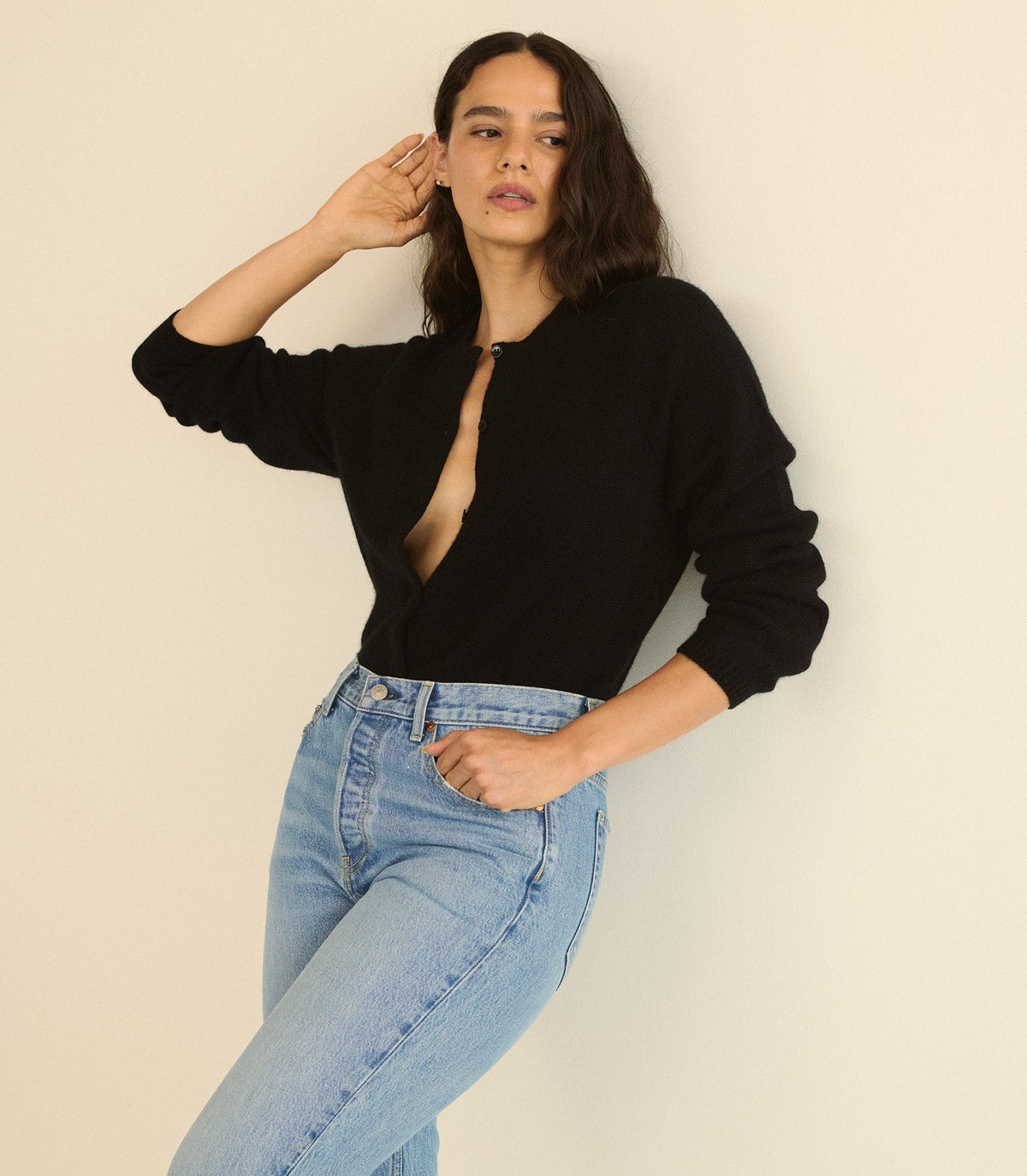 Peroline Cashmere Cardigan in Black, view 4