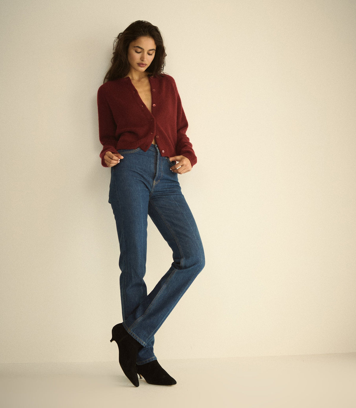 Peroline Cashmere Cardigan in Loire Rouge, view 2