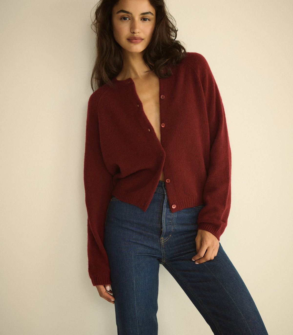 Peroline Cashmere Cardigan in Loire Rouge, view 3