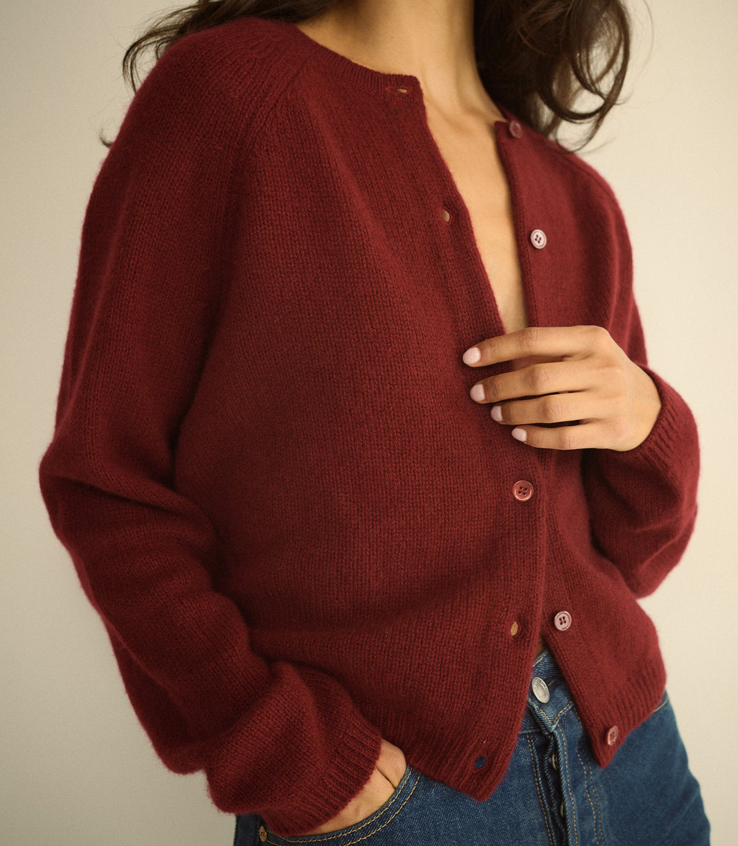 Peroline Cashmere Cardigan in Loire Rouge