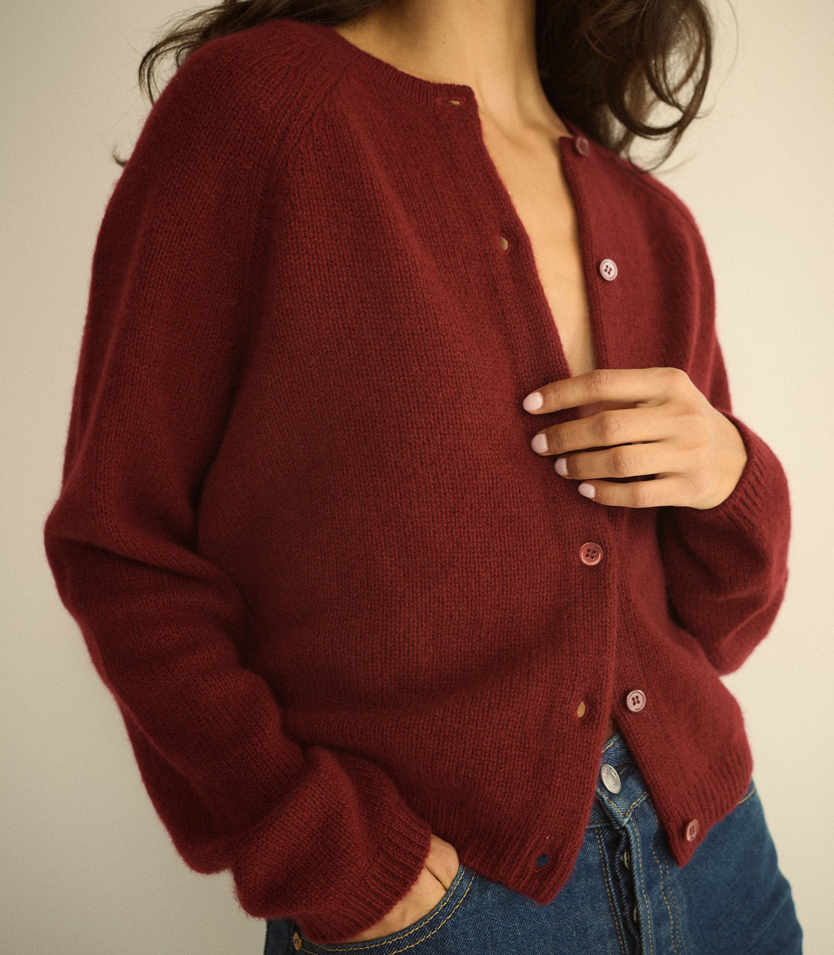 Peroline Cashmere Cardigan in Loire Rouge