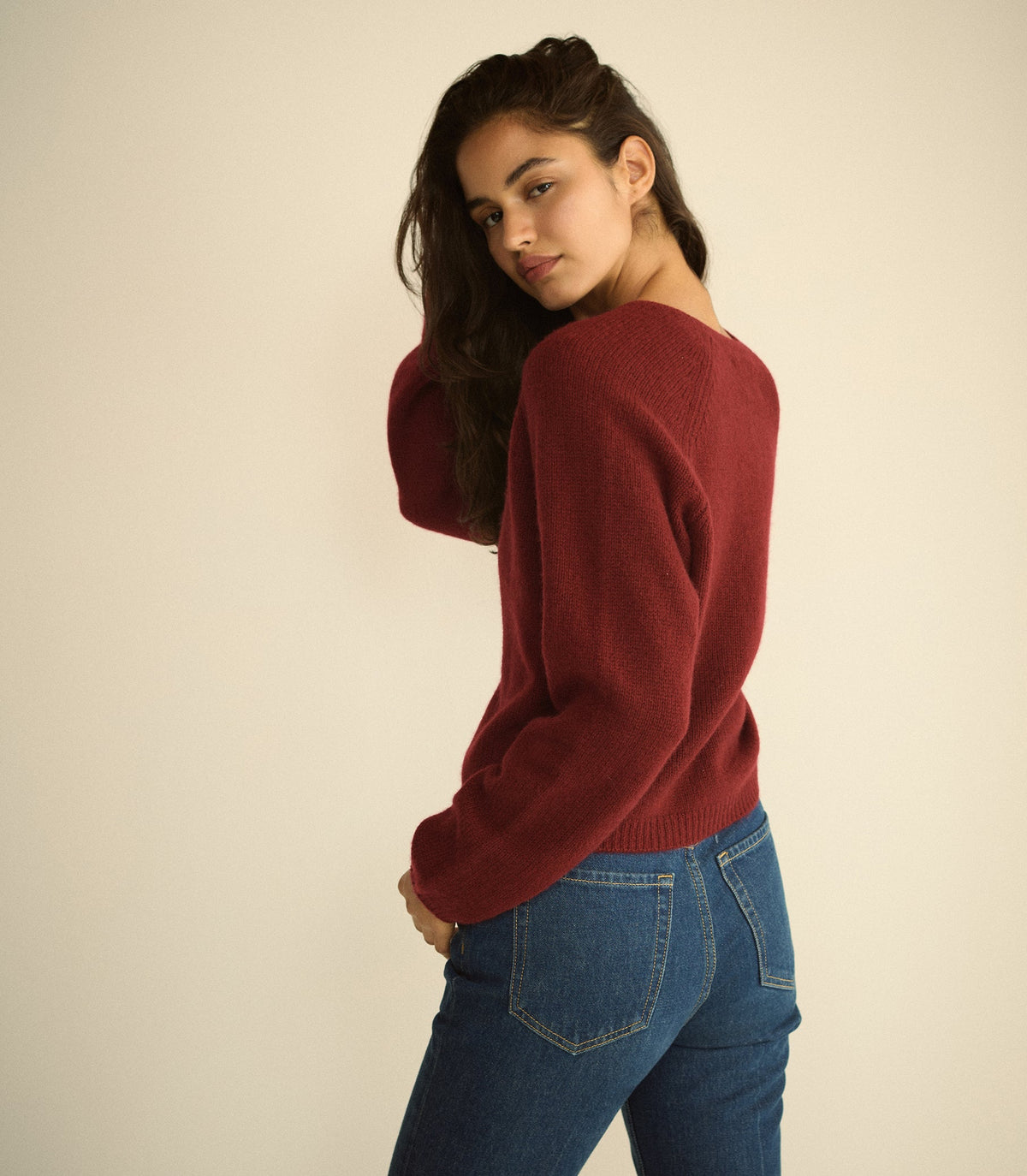 Peroline Cashmere Cardigan in Loire Rouge, view 5