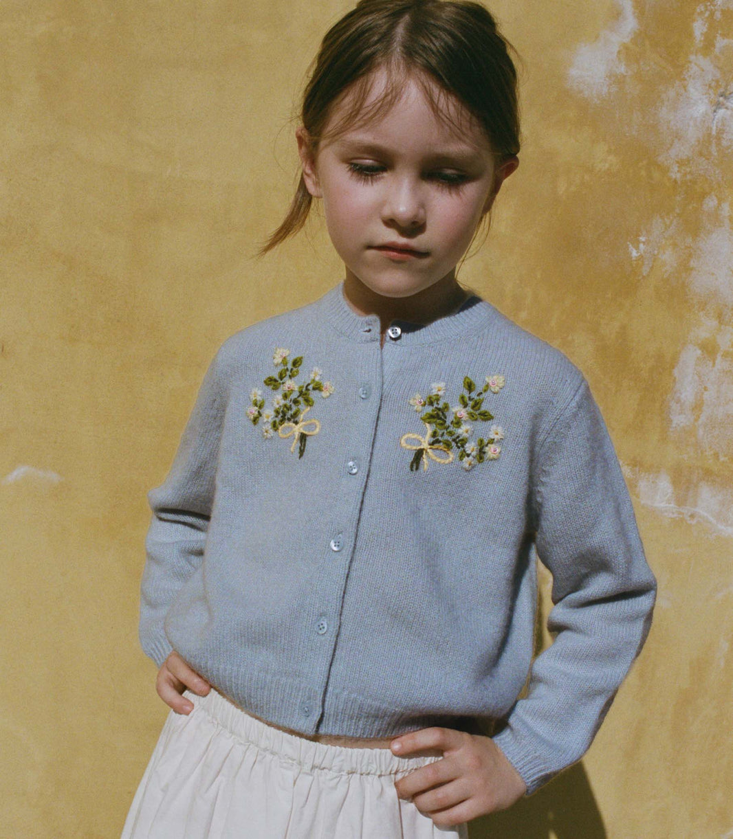 Petit Gardenia Cashmere Cardigan – Clear Sky