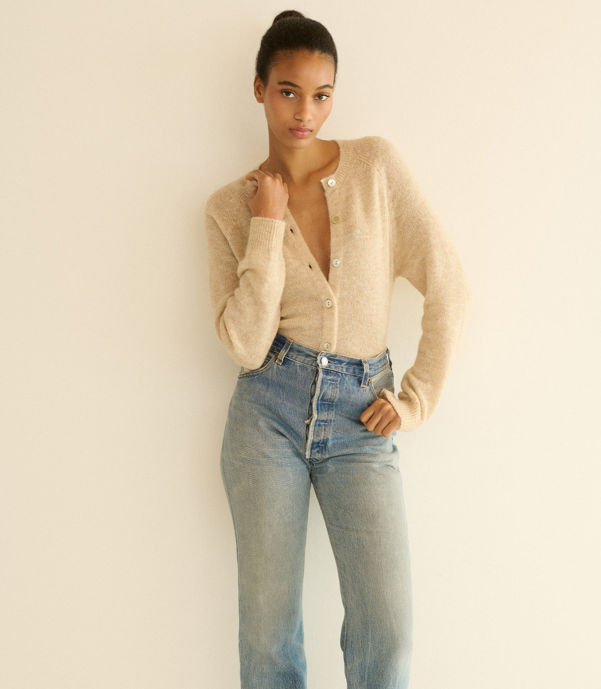 Petra Cardigan in Hazelnut Creme, view 2