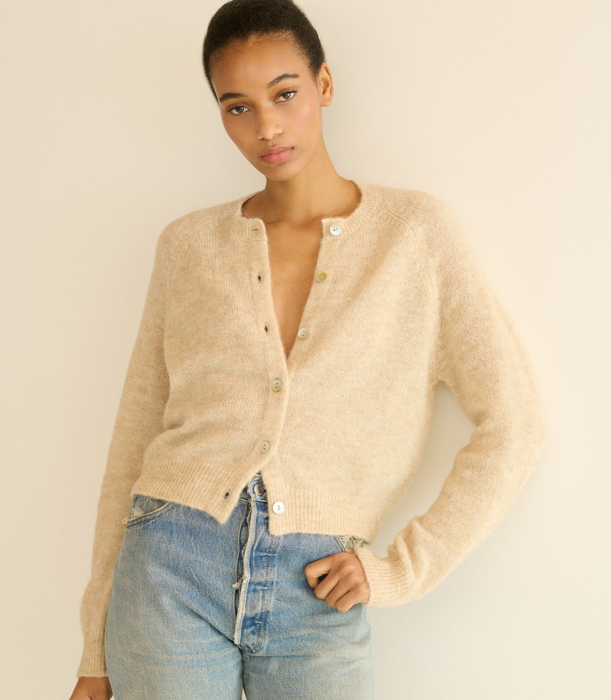 Petra Cardigan in Hazelnut Creme