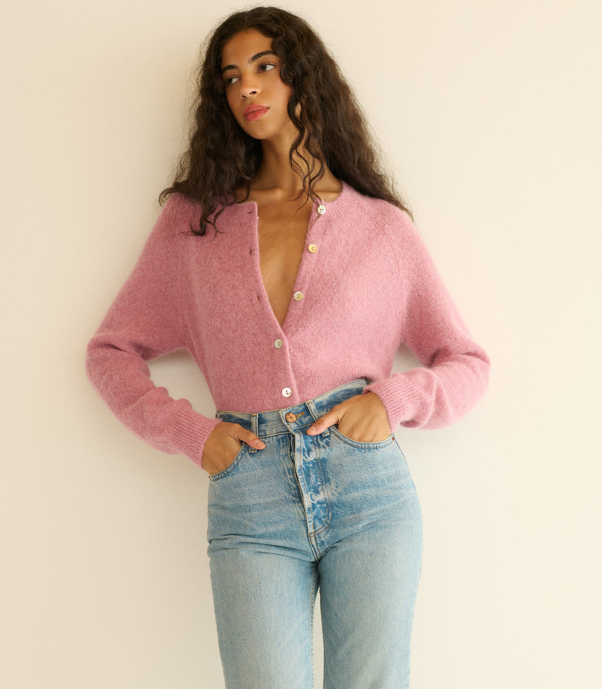 Petra Cardigan in Rosebud