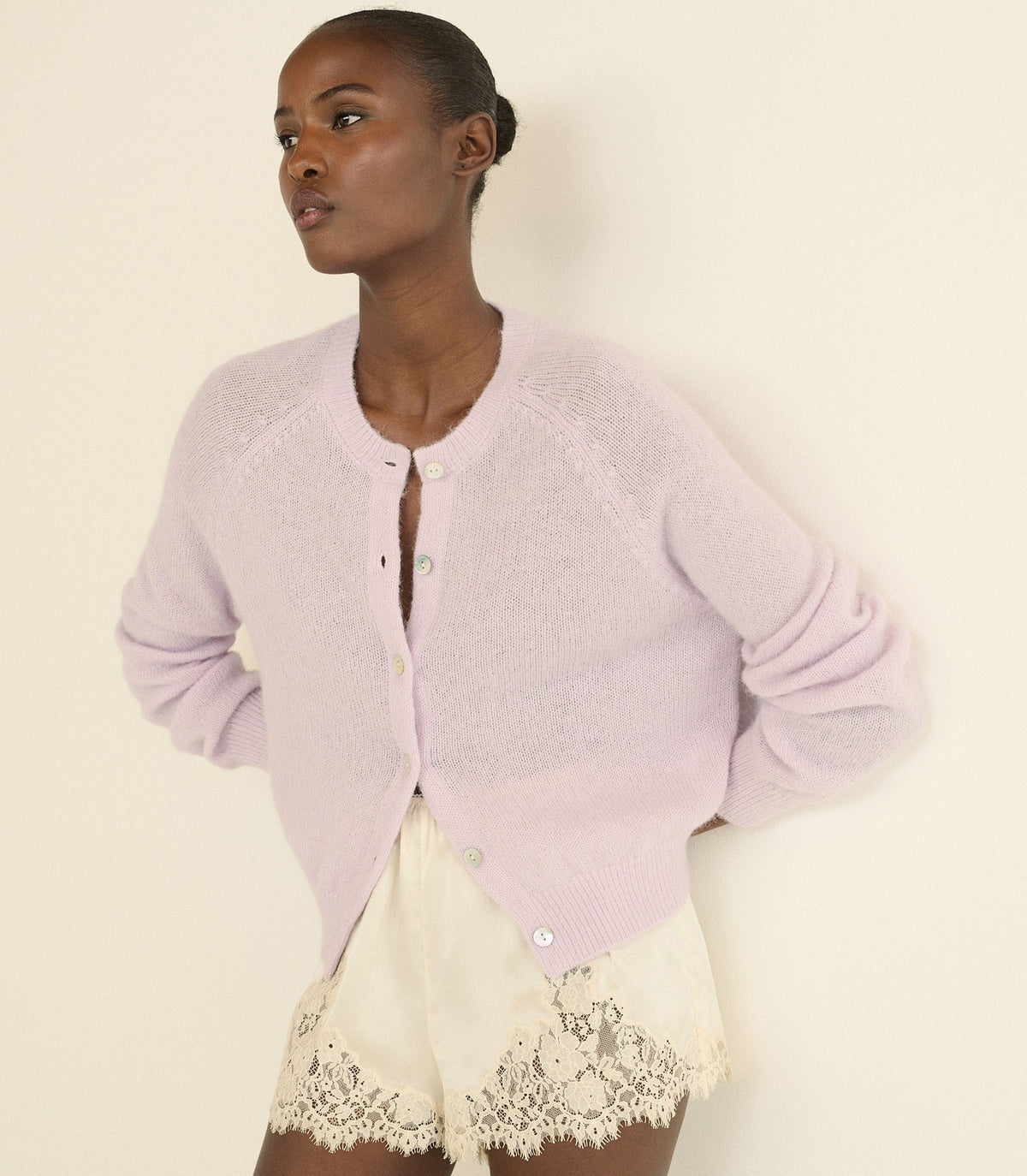 Petra Cardigan in Violet Thistle, view 3