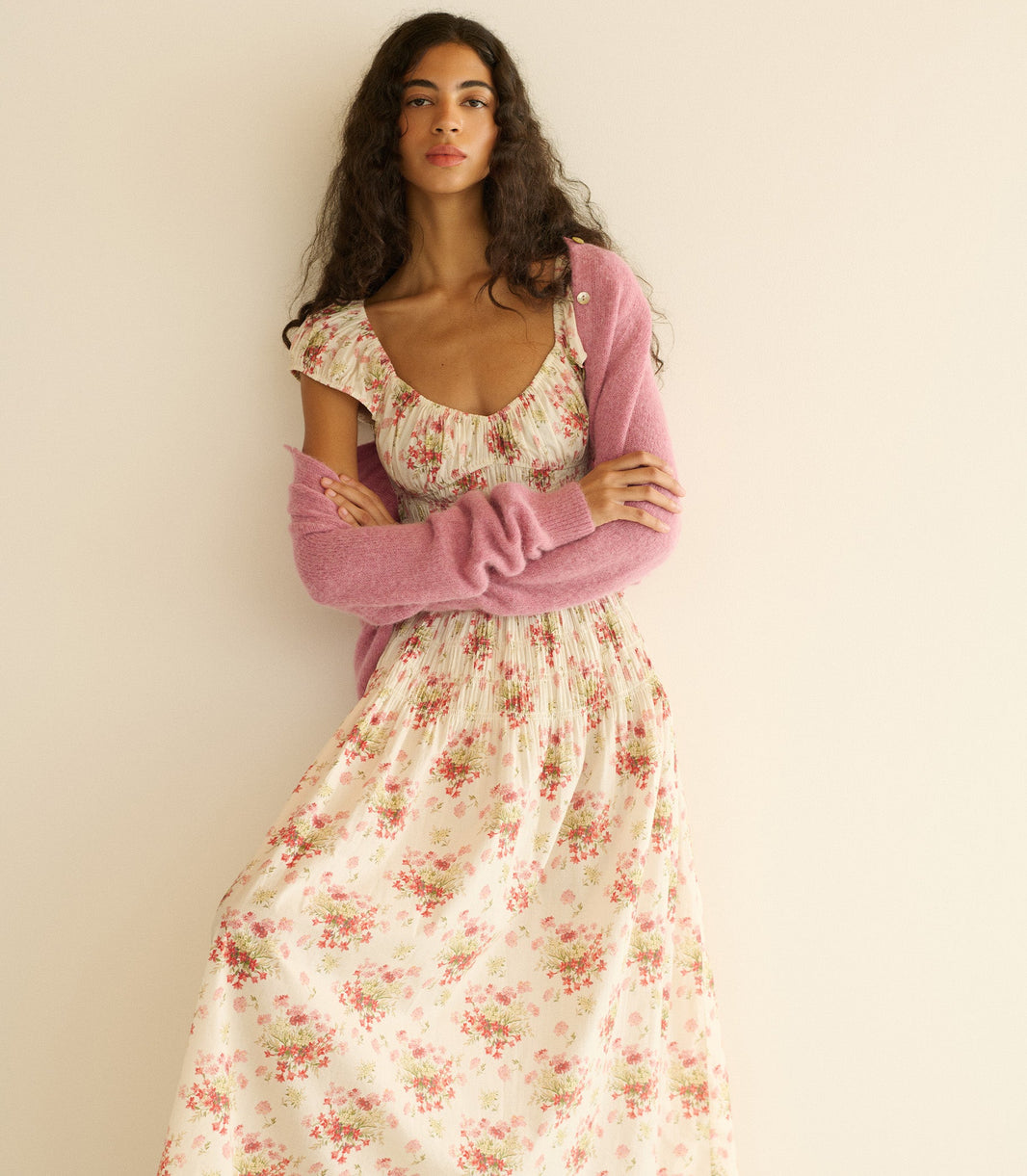 Quinette Dress in Ivory Lantana Floral