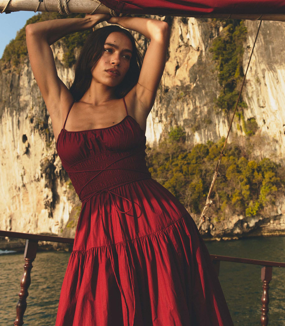 Safia Dress in Deep Ruby, view 4