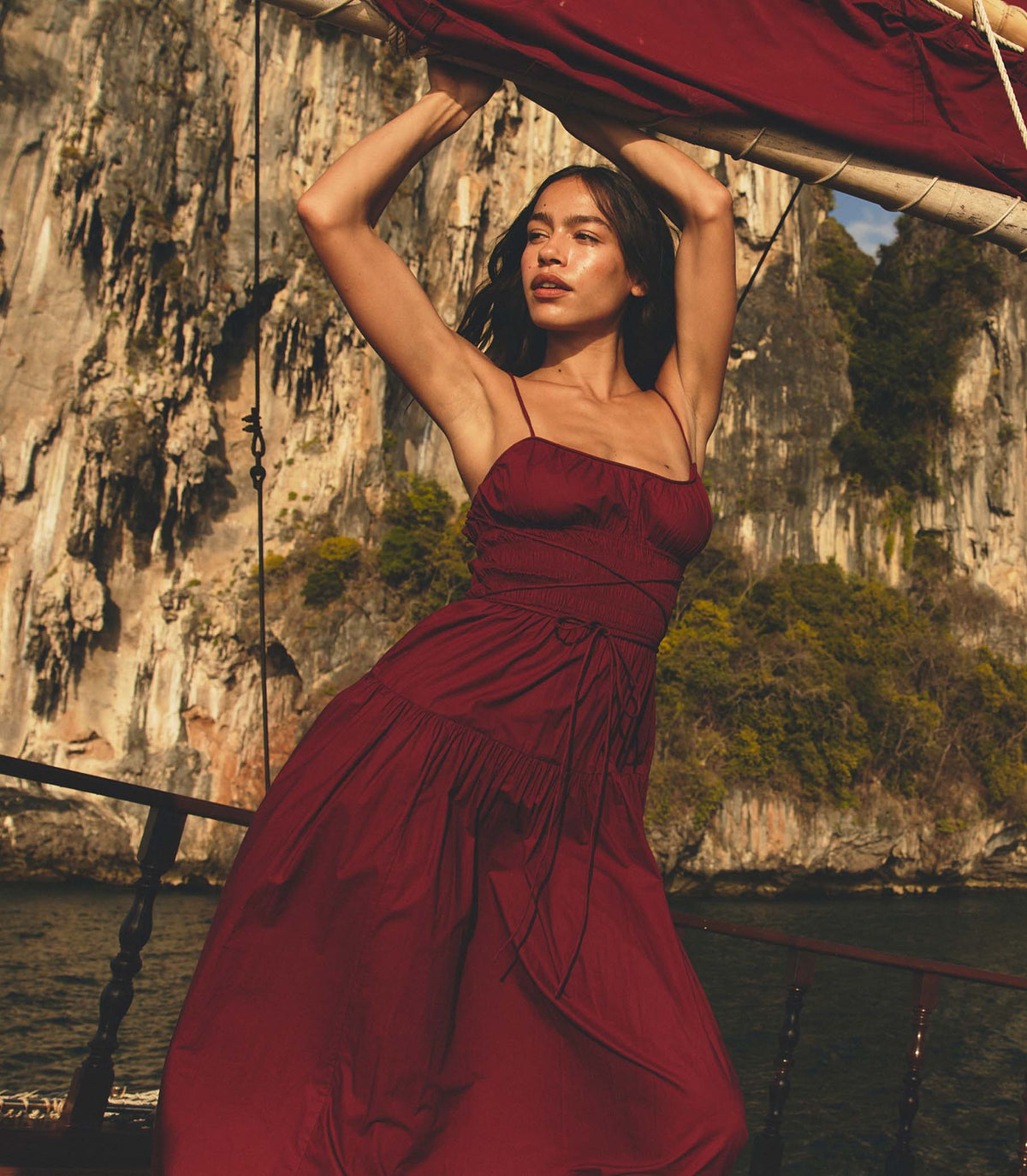 Safia Dress in Deep Ruby, view 5