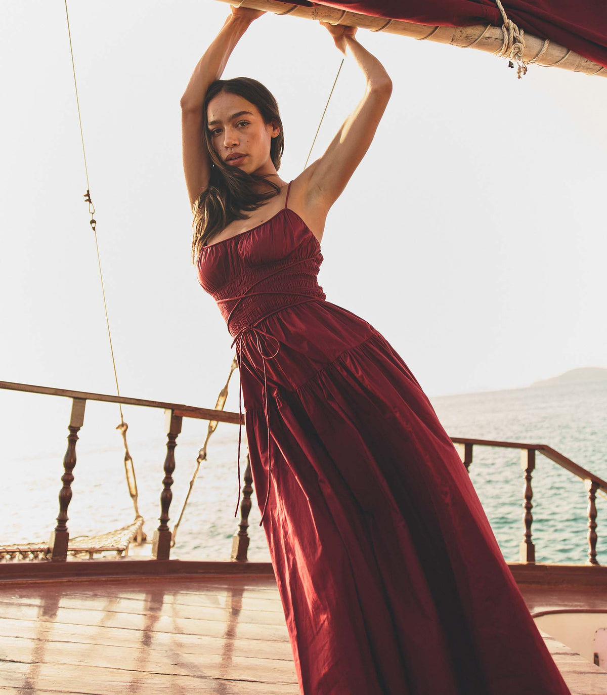 Safia Dress in Deep Ruby, view 3