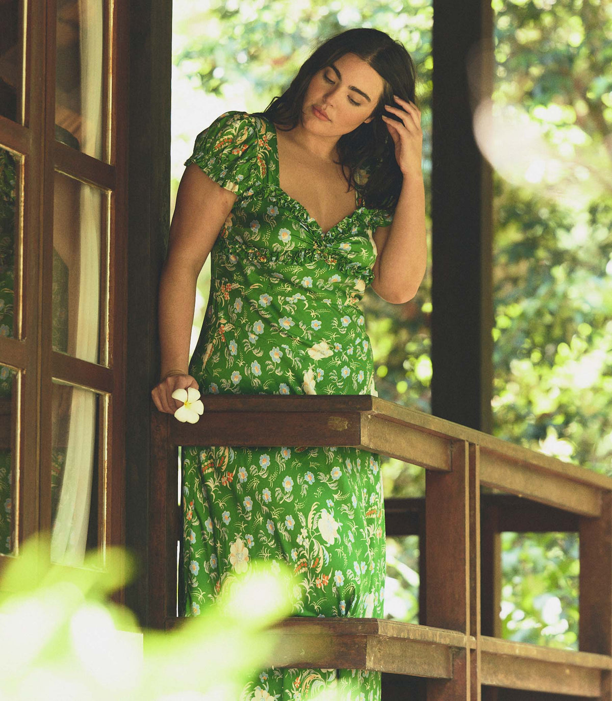Valerine Dress in Emerald Hollyhock Hills