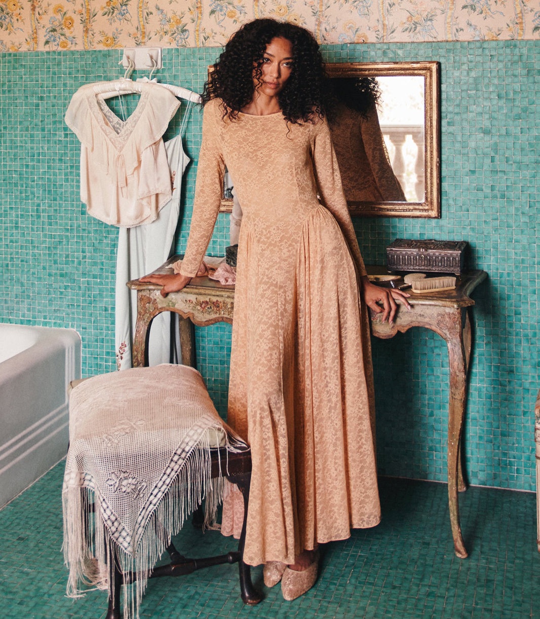 Wilhelmine Dress in Toasted Almond