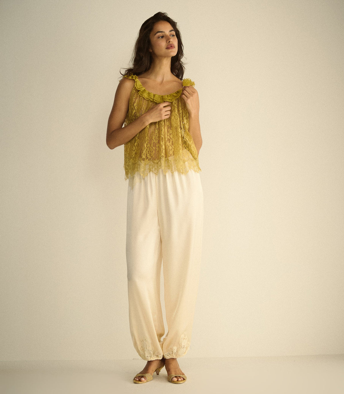Yaria Silk Satin Pant in Candlelight, view 4