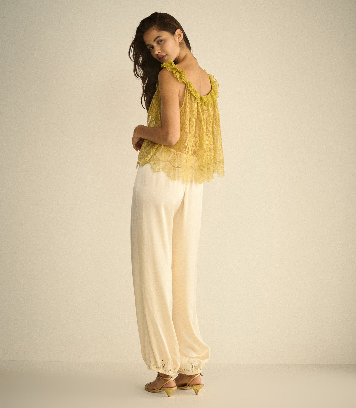 Yaria Silk Satin Pant in Candlelight, view 5