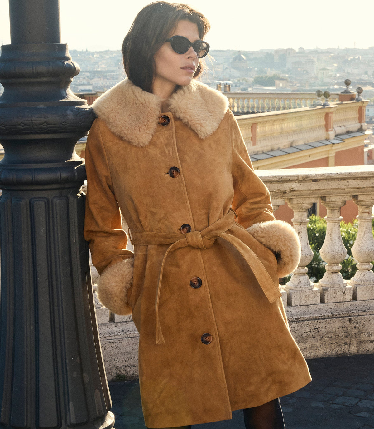 Yenza Suede Coat in Wild Chicory, view 4